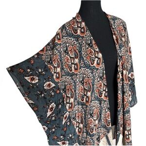 RUGGINE Boho Lightweight Kimono Duster Robe Cardigan Coverup Bohemian Flowy